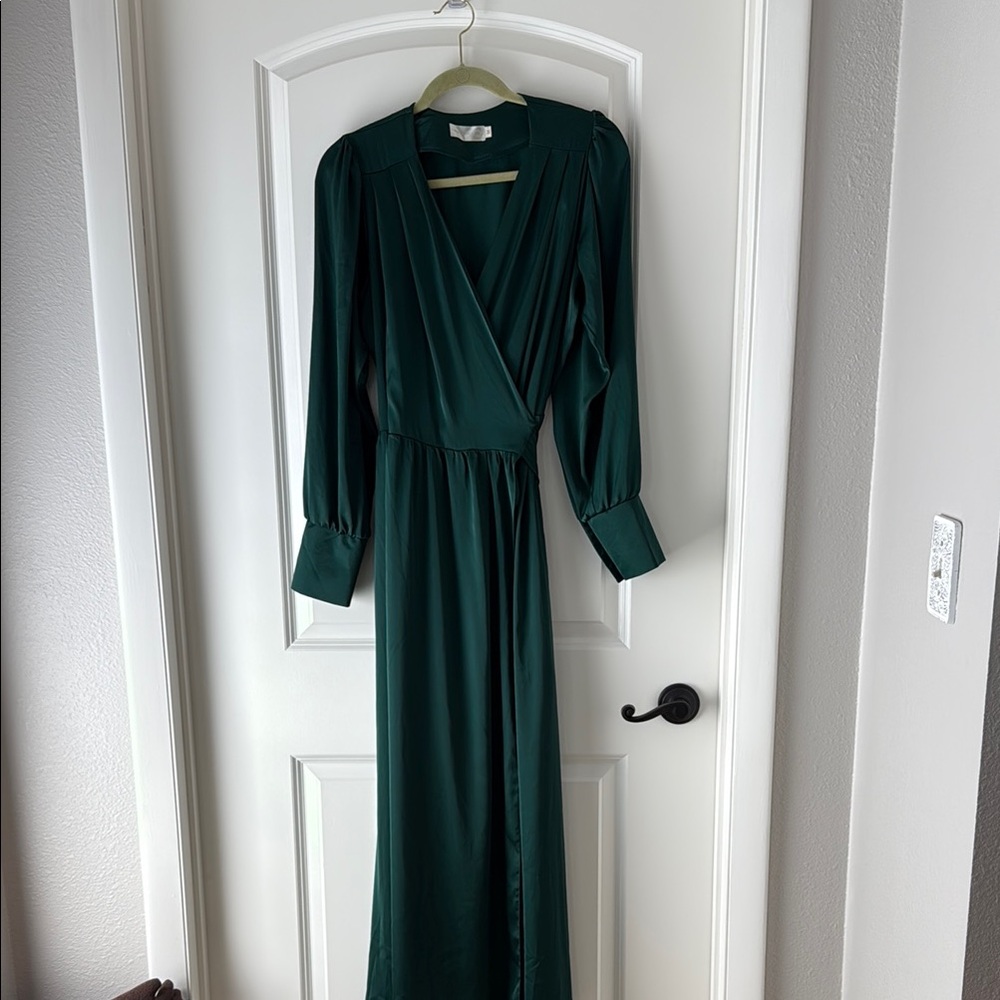 Elegant Green Wrap Dress